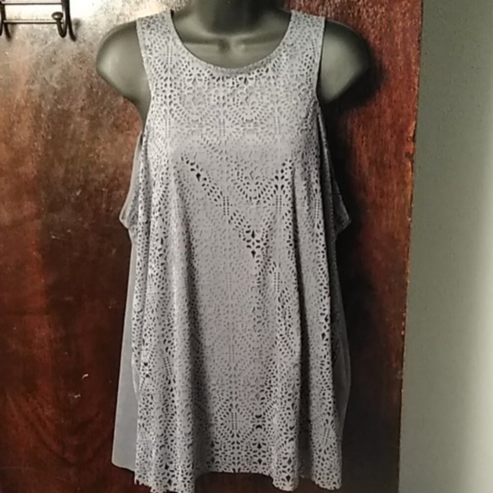 Unique dark gray Maurices XXL tank, sueded look with cutouts